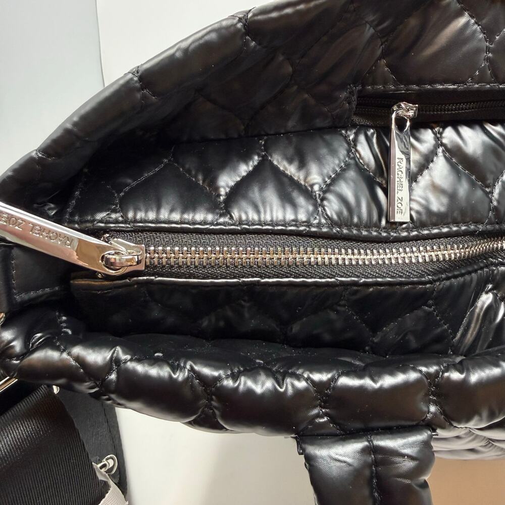 Rachel Zoe Quilted Shoulder Bag with Trolly Sleeve Crossbody Strap Black NWT - Picture 8 of 12